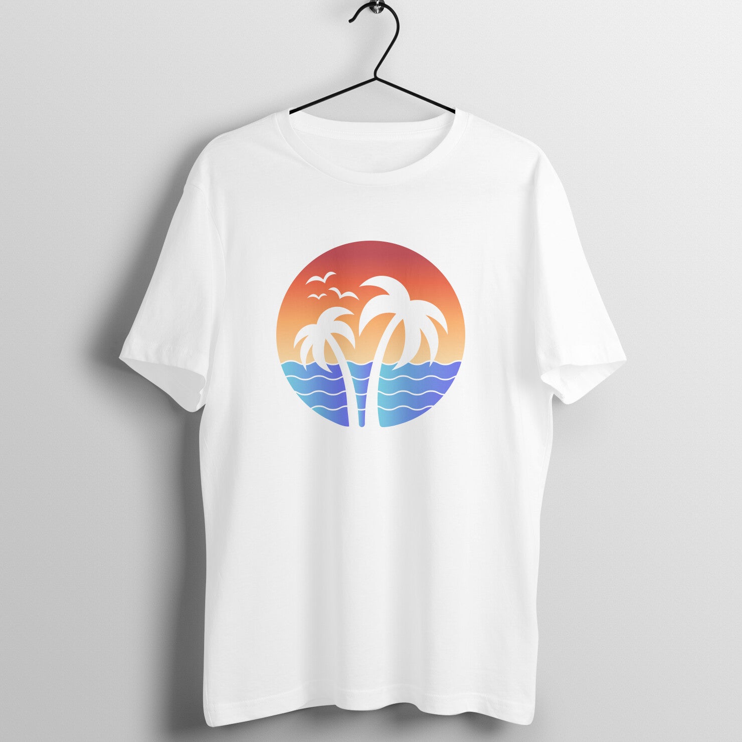 Palm Tree Beach Sunset Retro Vintage Design T-Shirt For Man Printrove