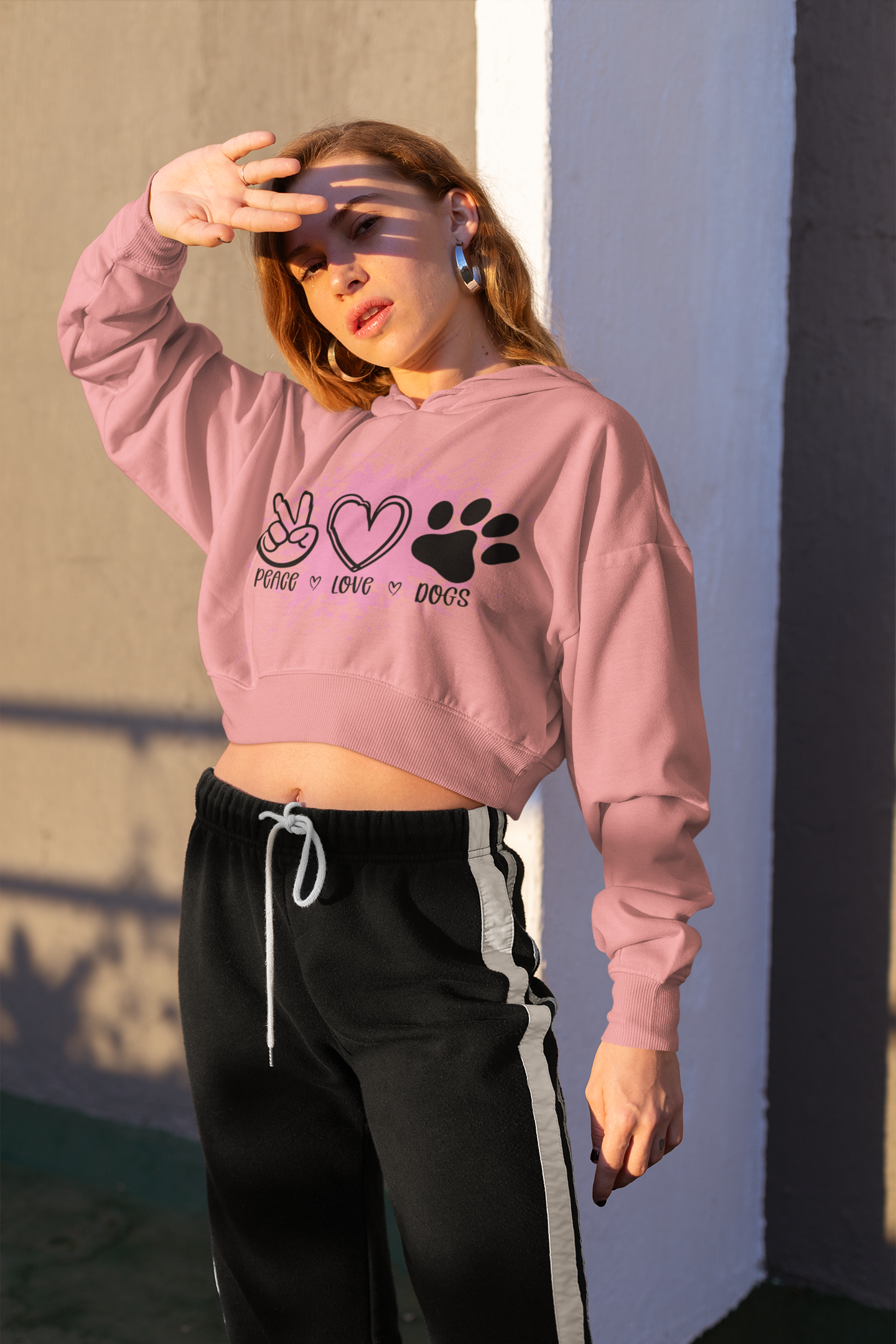 Peace Love Dogs Crop Hoodie For Women Printrove
